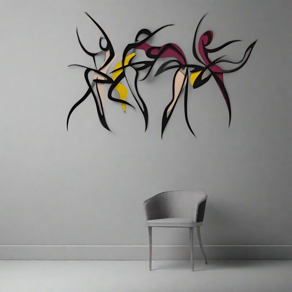 (Exclusive) - Free Spirit Metal Wall Modern Abstract Metal Wall Art – Contemporary Dancer Design for Stylish Home Decor