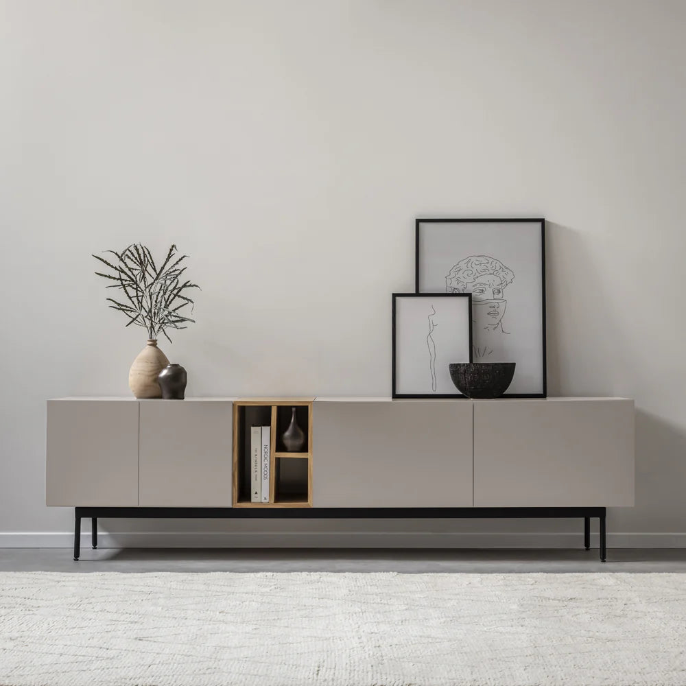 Modern Minimalist TV Cabinet with Storage and Decorative Display | Stylish Modern TV Cabinet with Ample Storage and Decorative Display Space