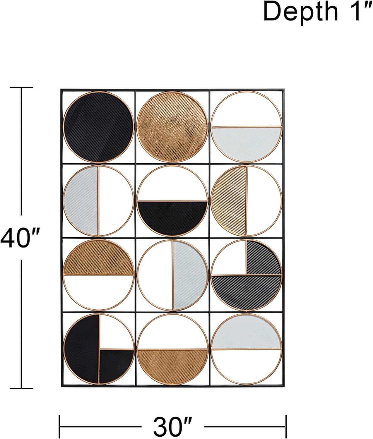 Rectangular Wall Half Circle Multi-Color Metal Wall Art