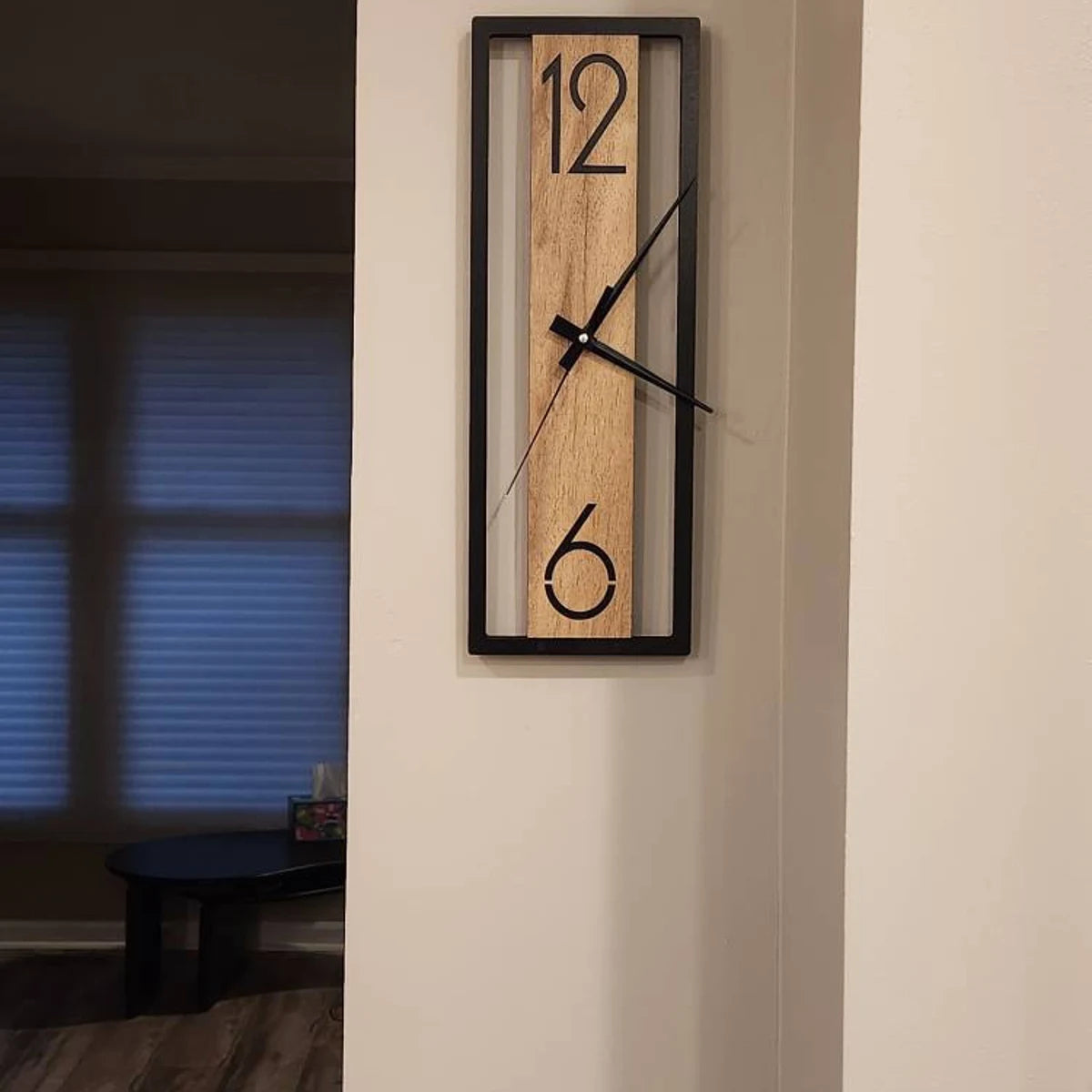 Rectangular Simplistic Numbers Designer Wall Clock (Black)