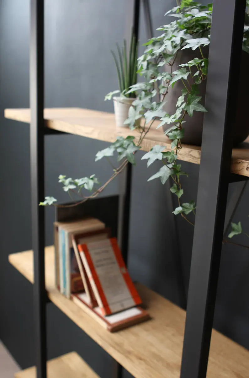 Luxurious Wooden Shelf with Sleek Black Metal Frame – Redefine Elegance in Your Home and Office Décor