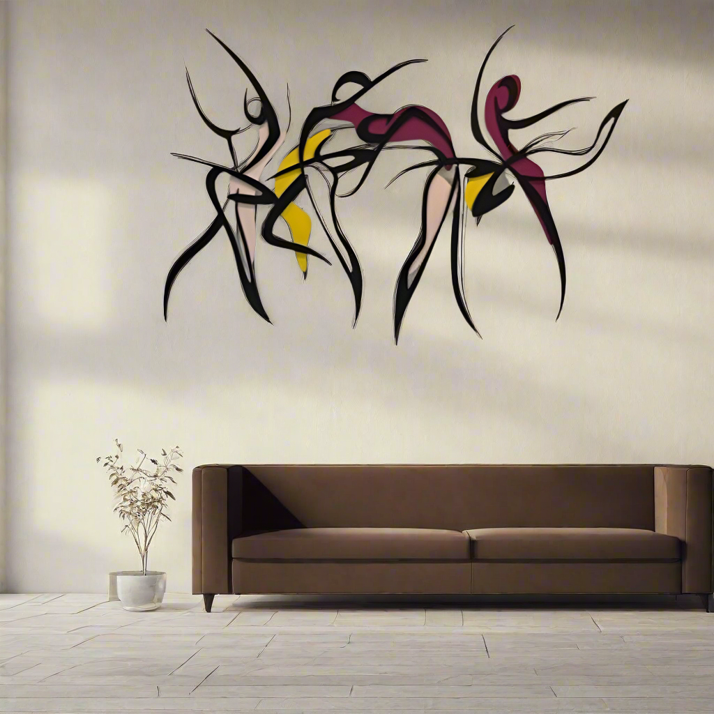 (Exclusive) - Free Spirit Metal Wall Modern Abstract Metal Wall Art – Contemporary Dancer Design for Stylish Home Decor