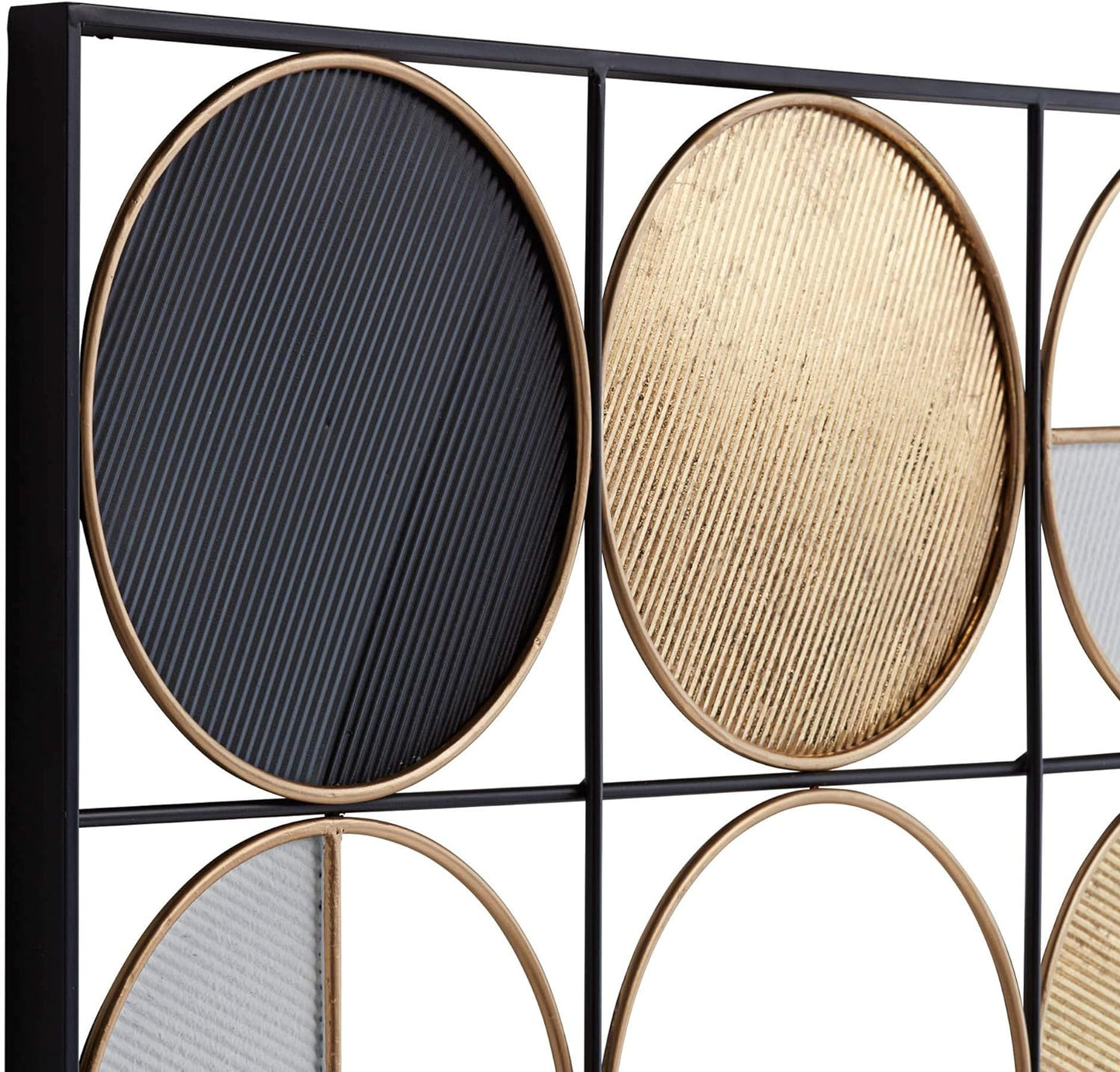 Vertical Rectangular Wall Half Circle Multi-Color Metal Wall Art