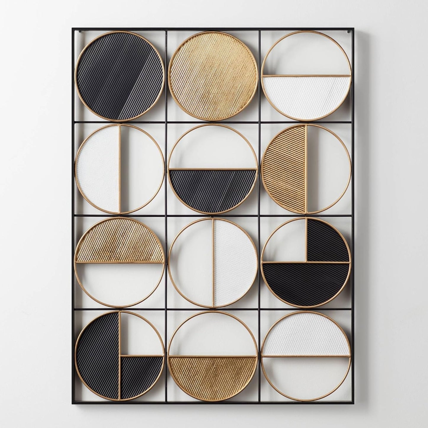 Rectangular Wall Half Circle Multi-Color Metal Wall Art