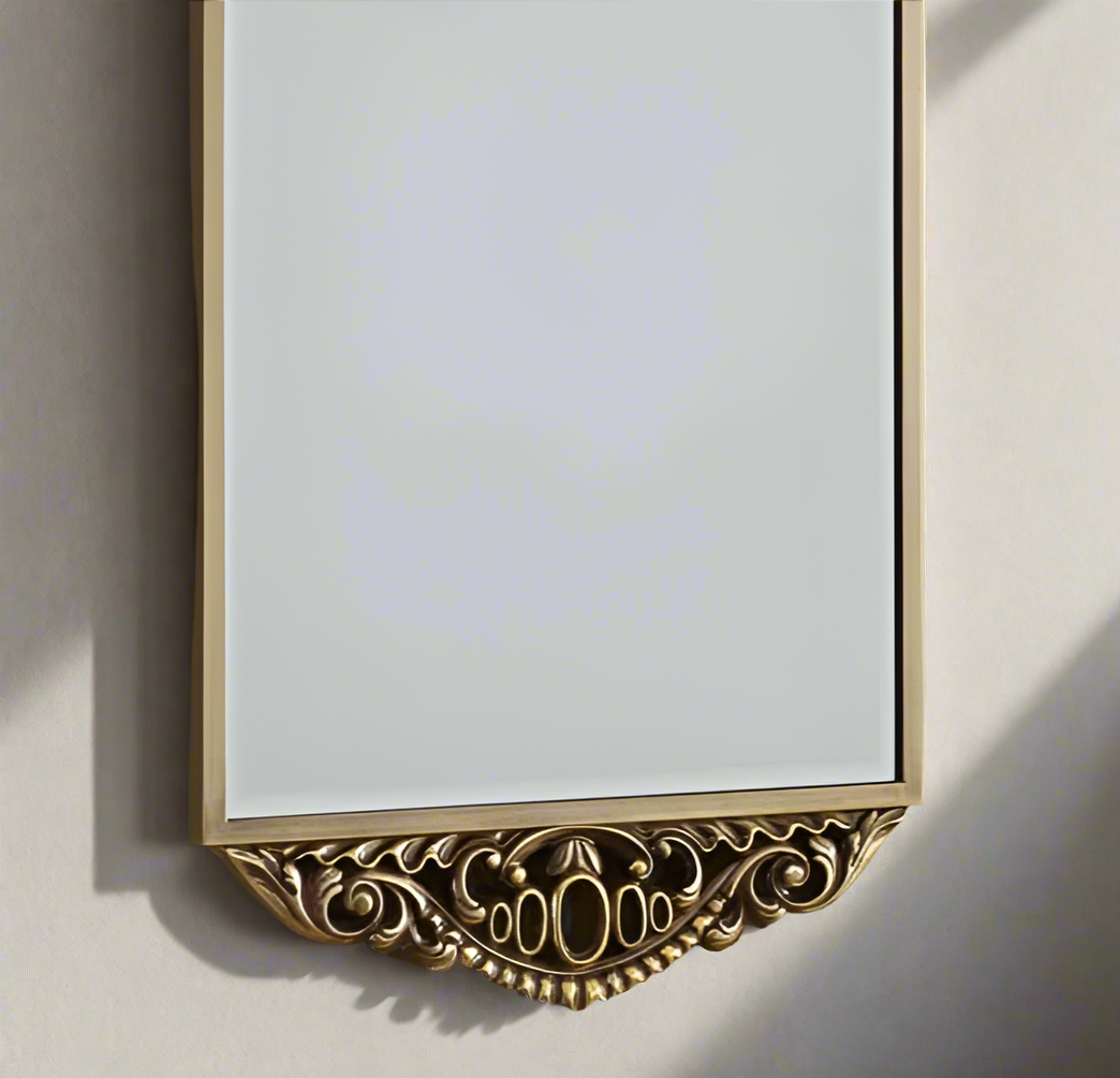 Vintage Gold Ornate Wall Mirror – Rectangular Decorative Mirror for Classic Home Decor | Timeless Elegance in Premium Teakwood