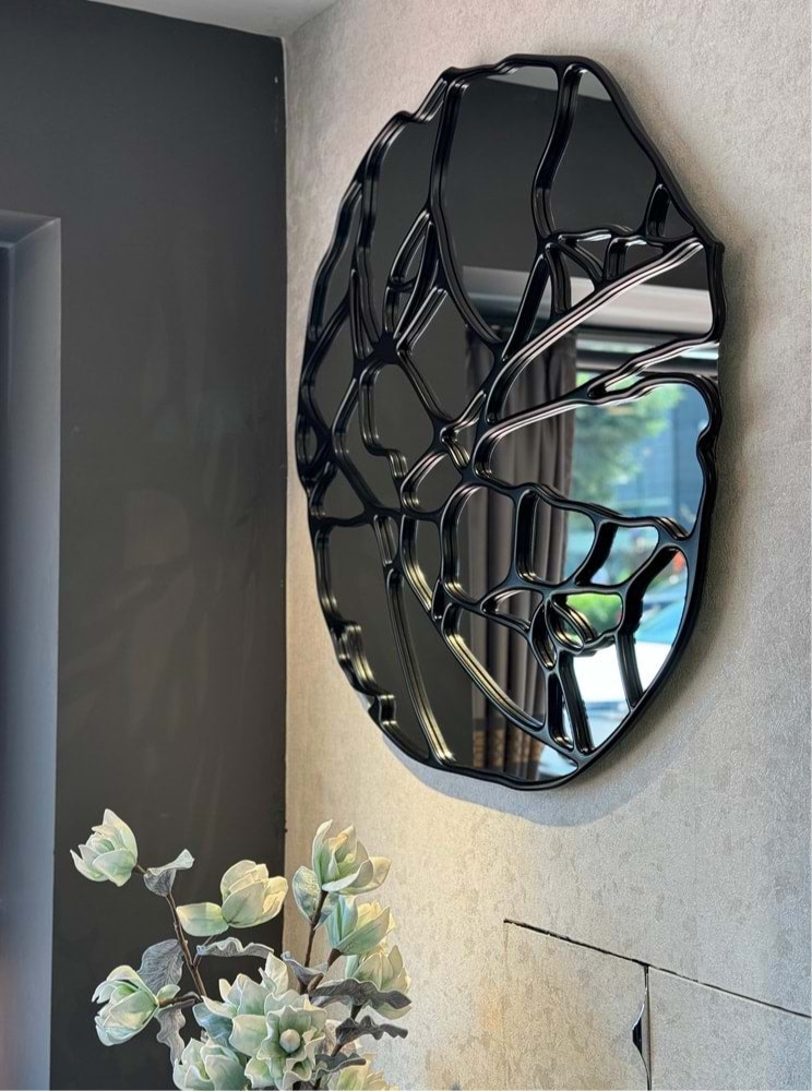Luxury Abstract Face Wall Mirror with Gold Frame – Modern Decorative Accent for Living Room & Hallway