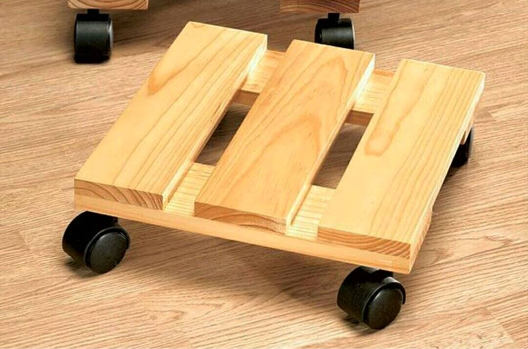 Durable Wooden Plant Stand with Wheels – Rolling Planter Holder for Indoor & Outdoor Use