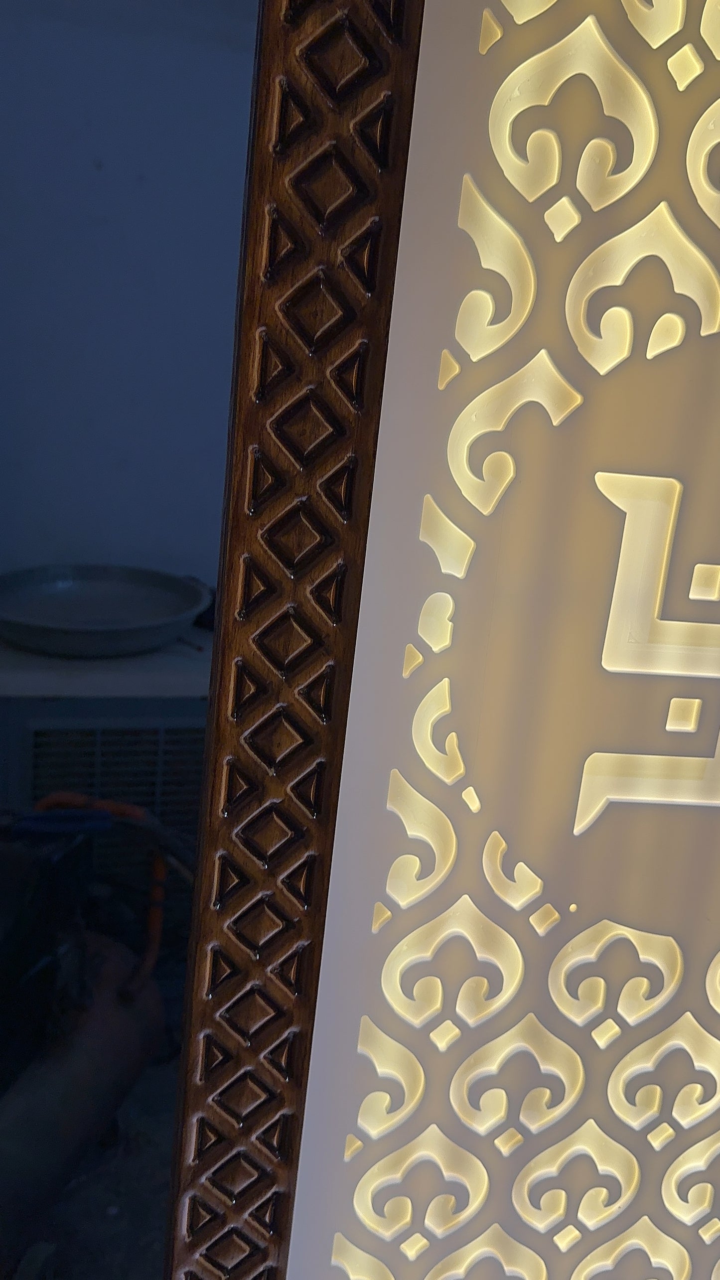 Space-saving pooja mandir with minimalist design and LED lit back panel