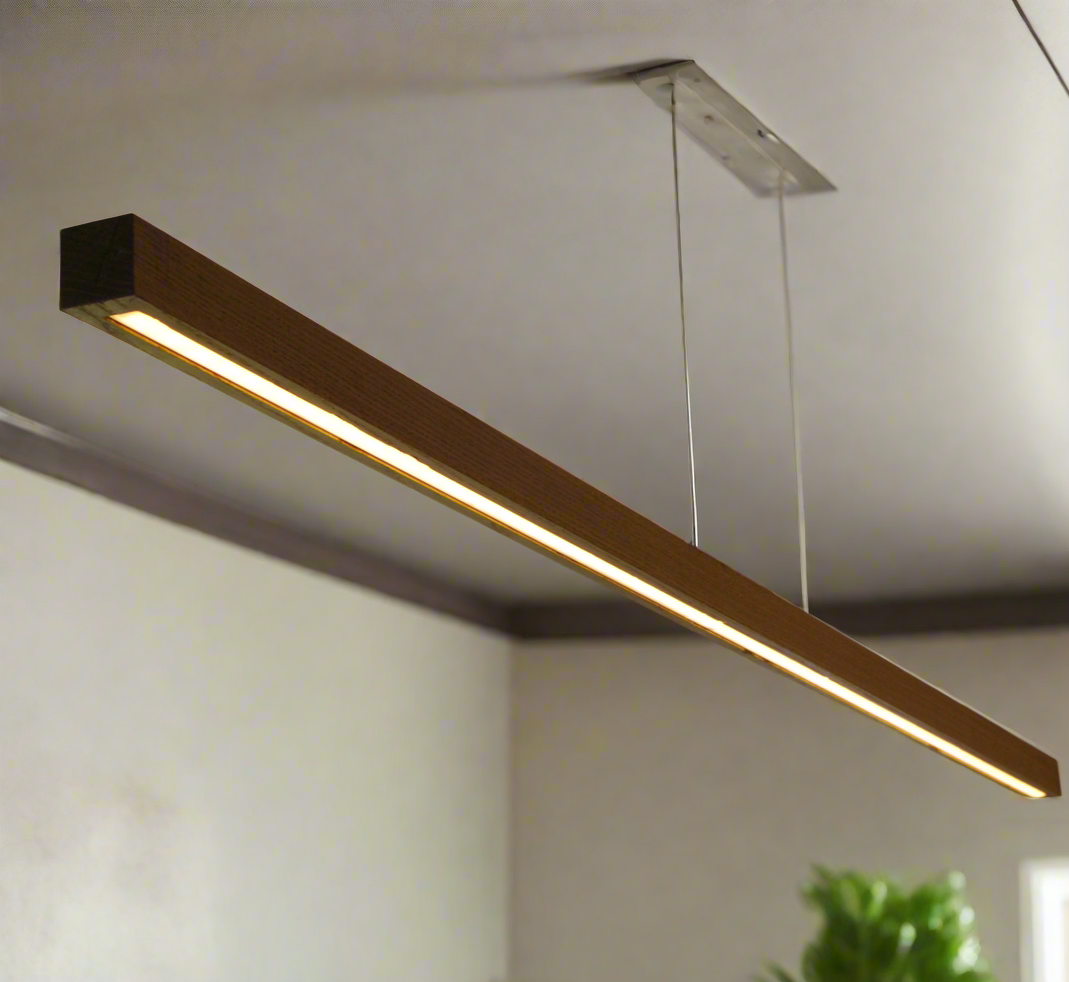 Modern Wooden LED Pendant Light – Minimalist Ceiling Lighting for Home