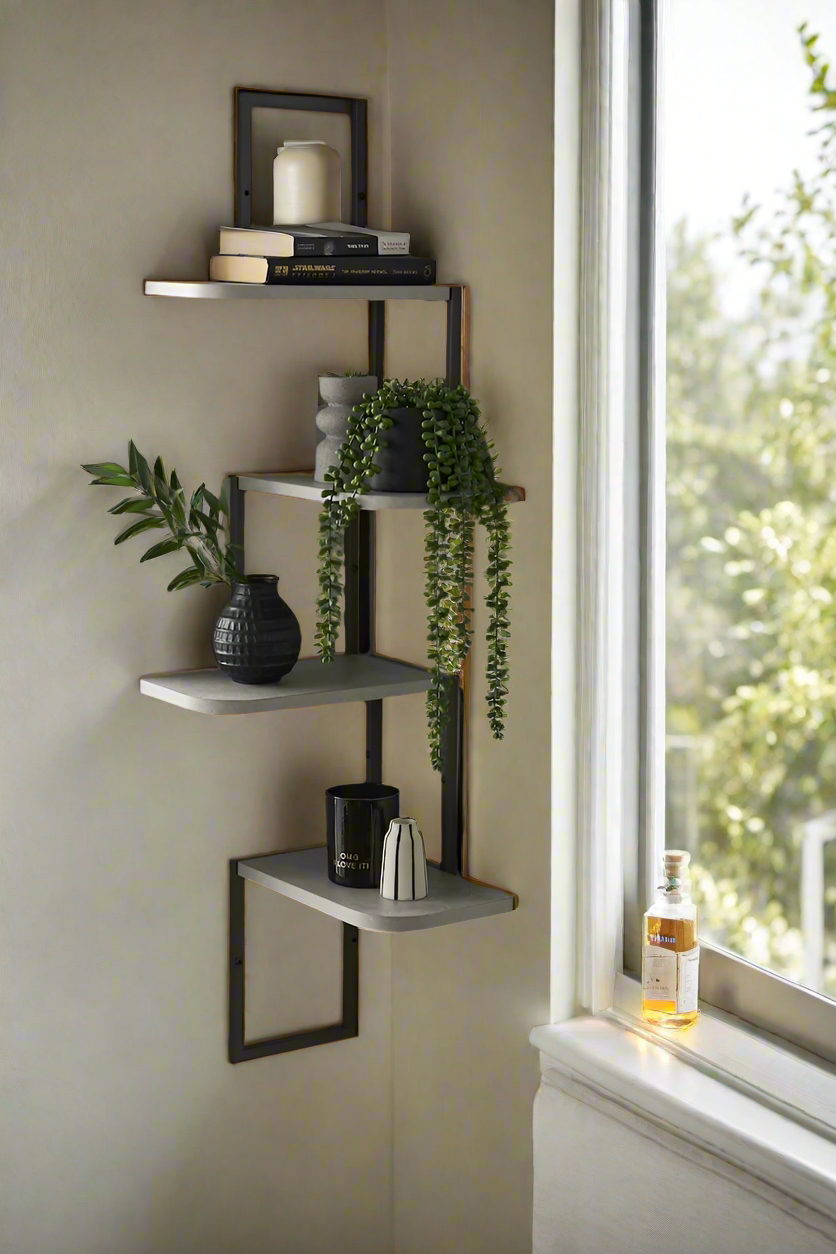 Modern Imported Corner Wall Shelf for Stylish Home Décor and Space Saving | Modern Corner Wall Shelf with Metal Frame - Stylish Space-Saving Storage Solution