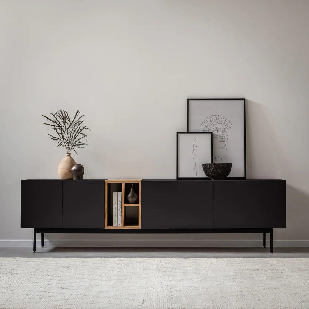 Modern Minimalist TV Cabinet with Storage and Decorative Display | Stylish Modern TV Cabinet with Ample Storage and Decorative Display Space