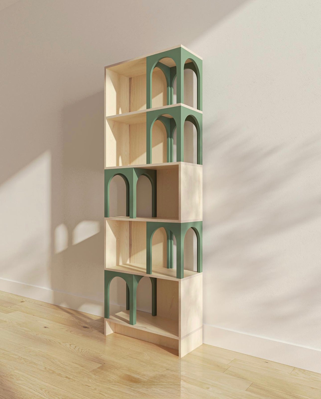 Elegant wood grain bookshelf with spacious shelves – versatile storage for home or office