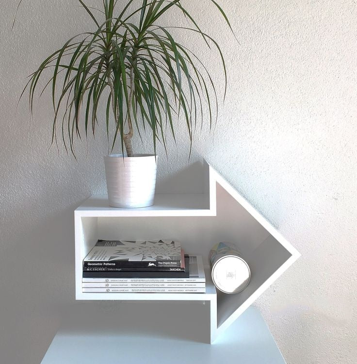 5 Tier Arrow Directional Wooden Bookshelf White & Black - Modern Geometric Zigzag Bookshelf – Stylish Wall-Mounted Storage Unit for Contemporary Spaces