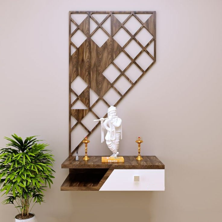 Modern Design Teak Wood Pooja Temple, Mandir for Home and Office