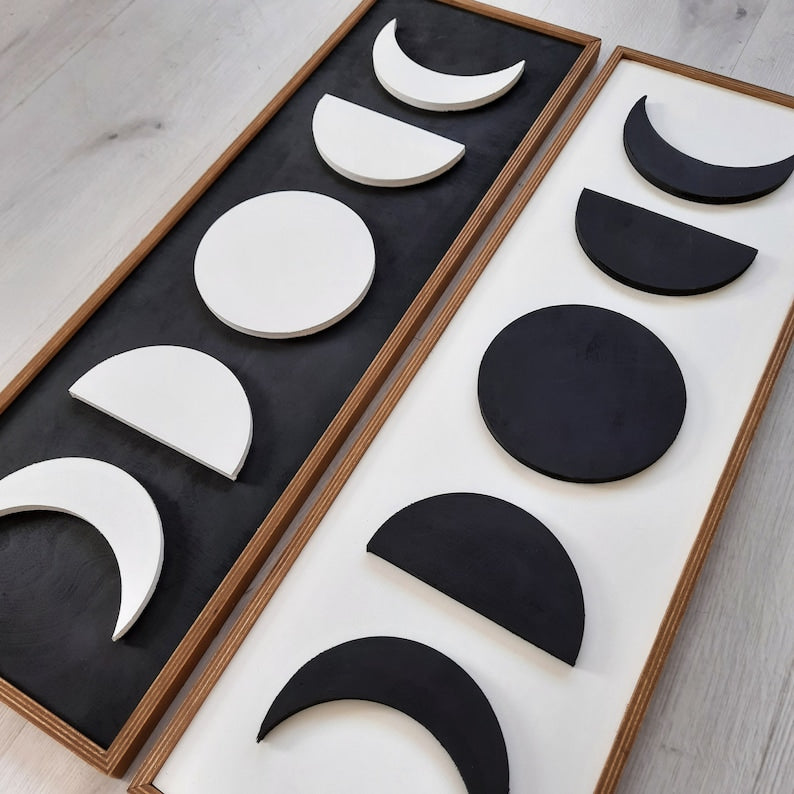 Sun Moon, 3d Modern Design Wall Art for Home & Office Geometric Wood Wall Decor, Nature Wood Wall Art, Minimalist Design Wall Artwork