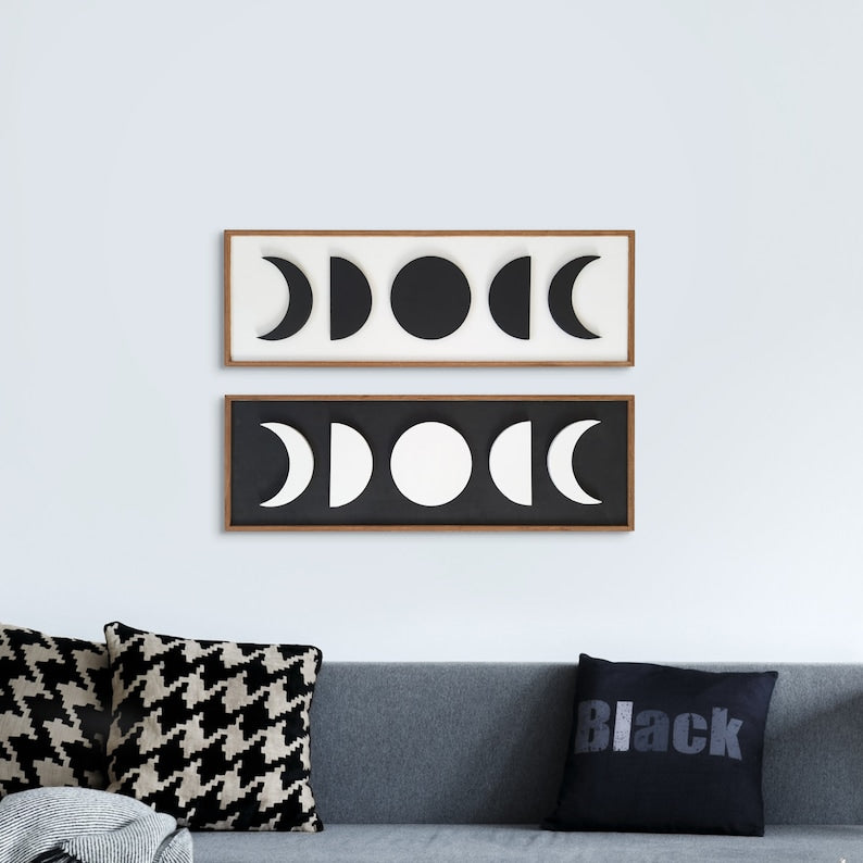 Sun Moon, 3d Modern Design Wall Art for Home & Office Geometric Wood Wall Decor, Nature Wood Wall Art, Minimalist Design Wall Artwork