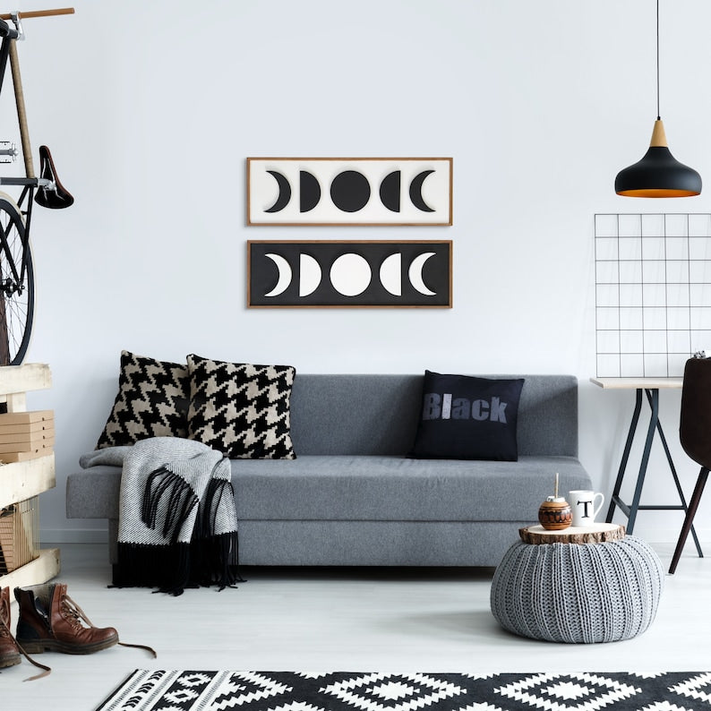Sun Moon, 3d Modern Design Wall Art for Home & Office Geometric Wood Wall Decor, Nature Wood Wall Art, Minimalist Design Wall Artwork