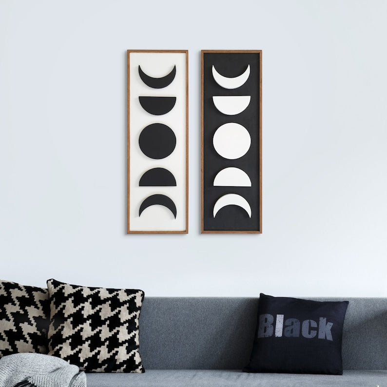 Sun Moon, 3d Modern Design Wall Art for Home & Office Geometric Wood Wall Decor, Nature Wood Wall Art, Minimalist Design Wall Artwork