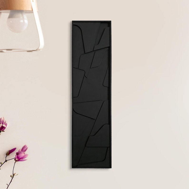 Zed Black Dark Modern Geometric Wood Wall Art 3d Wooden Wall Art Wall Hanging Wood Panel