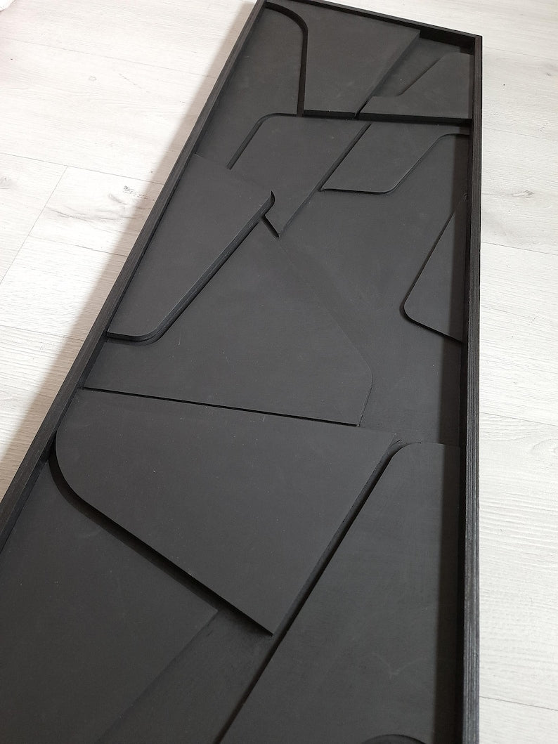 Zed Black Dark Modern Geometric Wood Wall Art 3d Wooden Wall Art Wall Hanging Wood Panel