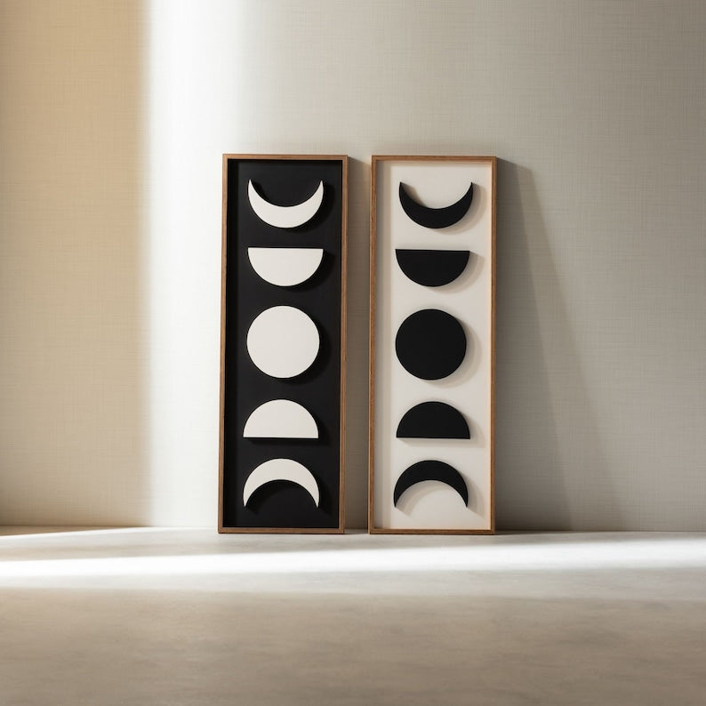 Sun Moon, 3d Modern Design Wall Art for Home & Office Geometric Wood Wall Decor, Nature Wood Wall Art, Minimalist Design Wall Artwork