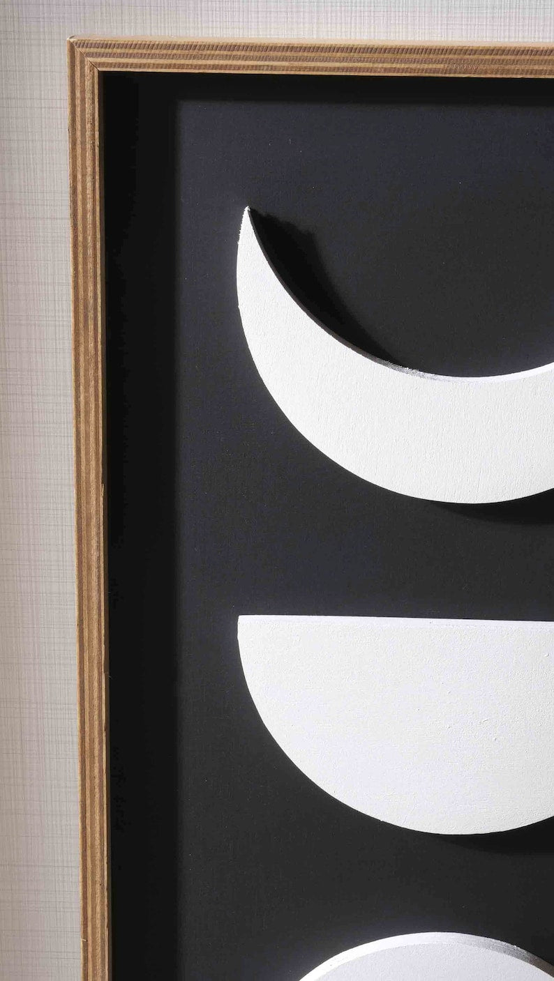 Sun Moon, 3d Modern Design Wall Art for Home & Office Geometric Wood Wall Decor, Nature Wood Wall Art, Minimalist Design Wall Artwork