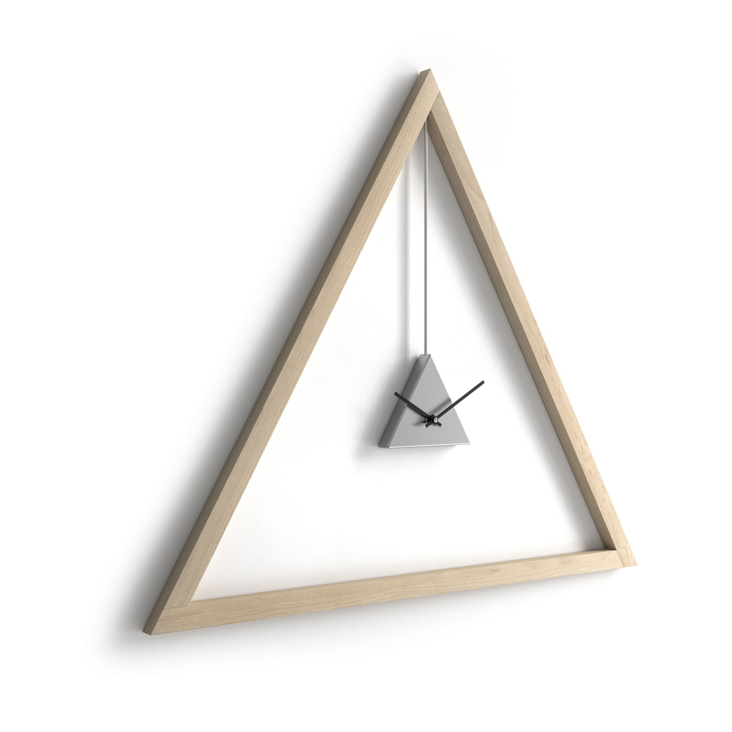 Minimalist Triangle Wooden Wall Clock Modern Wall Clock Combines Geometric Shapes And Natural Textures