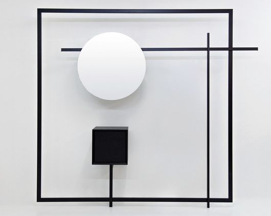 Modern Minimalist Wall Art Shelf with Mirror and Wooden Drawer – Sleek Home Décor Solution