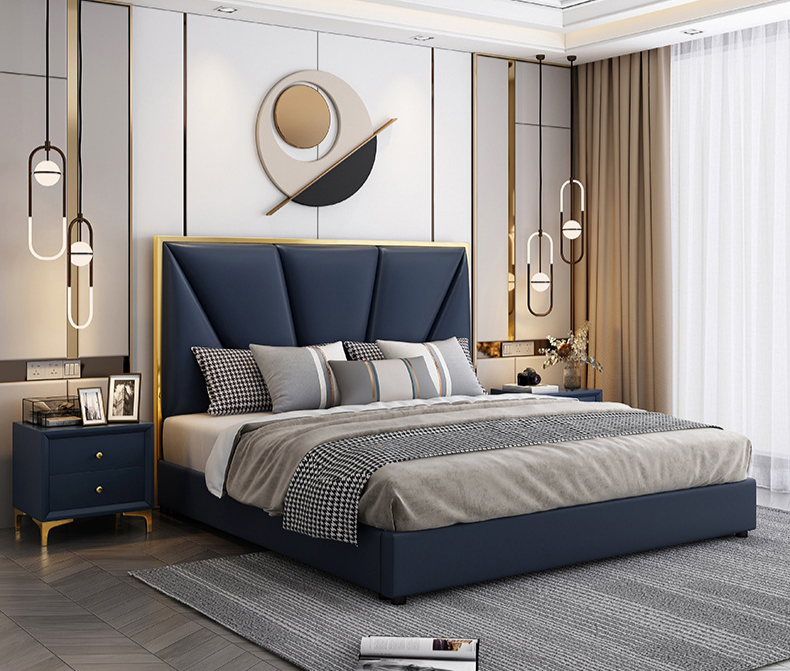 Royal Blue Upholstered Luxury King Size size Bed – squaro™