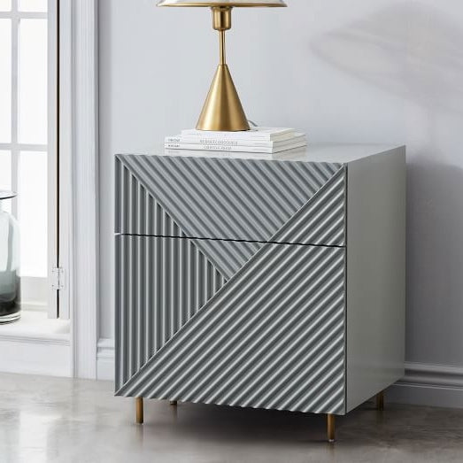 Minimalist Design Bedside Cabinet Table | Modern Design Bedside Table | Modern Geometric Storage Bedside Table with Drawers | Stylish Nightstand for Contemporary Interiors