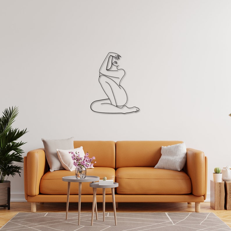 Minimalist Female Silhouette Metal Wall Art - Modern Abstract Line Art Decor | Minimalist Female Silhouette Metal Wall Art - Modern Line Art Home Decor