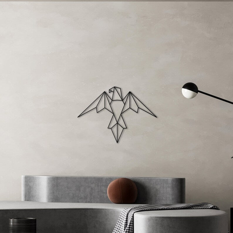 Geometric Metal Bird Wall Art – Modern Minimalist Decor for Living Rooms and Offices | Eagle Line Art, Animal Art Decor, Eagle Symbol Icon. Wall Art Decor