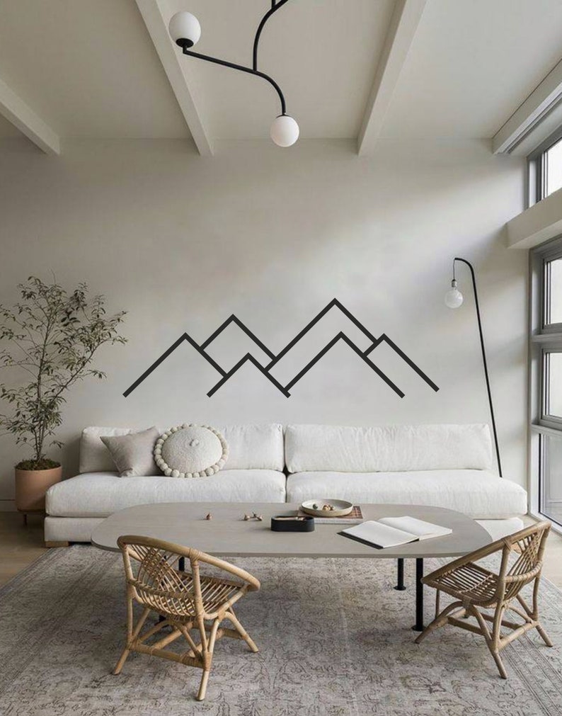 Minimalist Mountain Metal Wall Art for Modern Home Décor – Geometric B ...