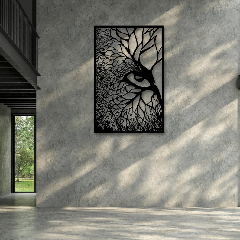 Abstract Eagle Metal Wall Art - Modern Nature-Inspired Wall Decor for Living Room or Office | Live Eye Metal Wall Art, Metal Wall Decor, Metal Wall Art, Tree Of Live (60×48)