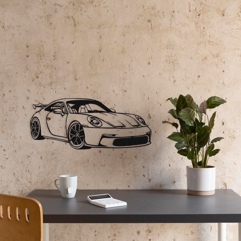 Modern Porsche Metal Sports Car Wall Art – Sleek Decor for Office, Garage, or Living Room | Porsche Sports Car Metal Wall Art Decor, Metal Wall Art, Metal Wall Decor, Automotive(48×20)