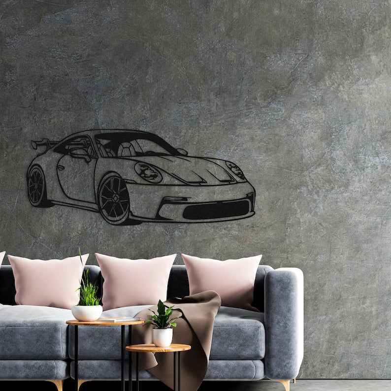 Modern Porsche Metal Sports Car Wall Art – Sleek Decor for Office, Garage, or Living Room | Porsche Sports Car Metal Wall Art Decor, Metal Wall Art, Metal Wall Decor, Automotive(48×20)