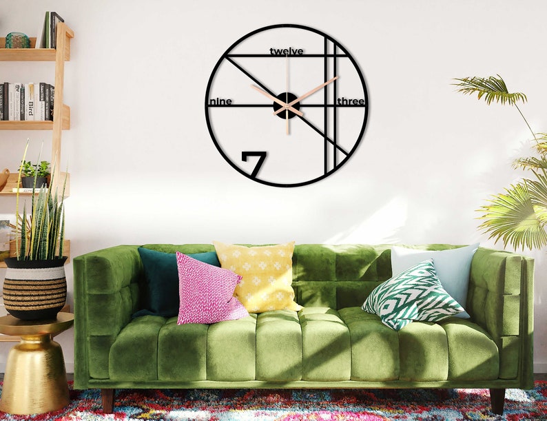 Contemporary Geometric Wall Clock – Stylish Black Metal Design for Modern Design Home & Office Décor