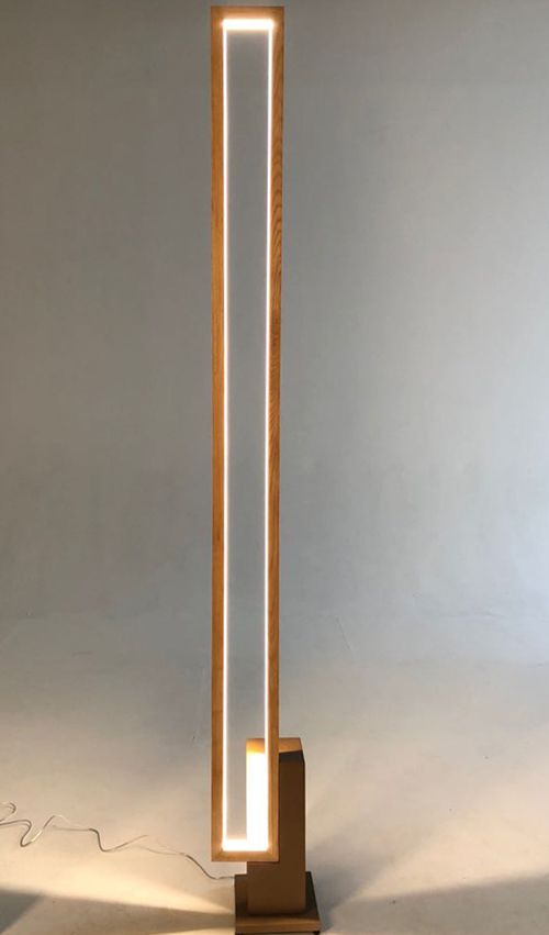 Modern Minimalist LED Floor Lamp with Vertical Wooden Frame Design | Modern Minimalist LED Floor Lamp with Wooden Frame