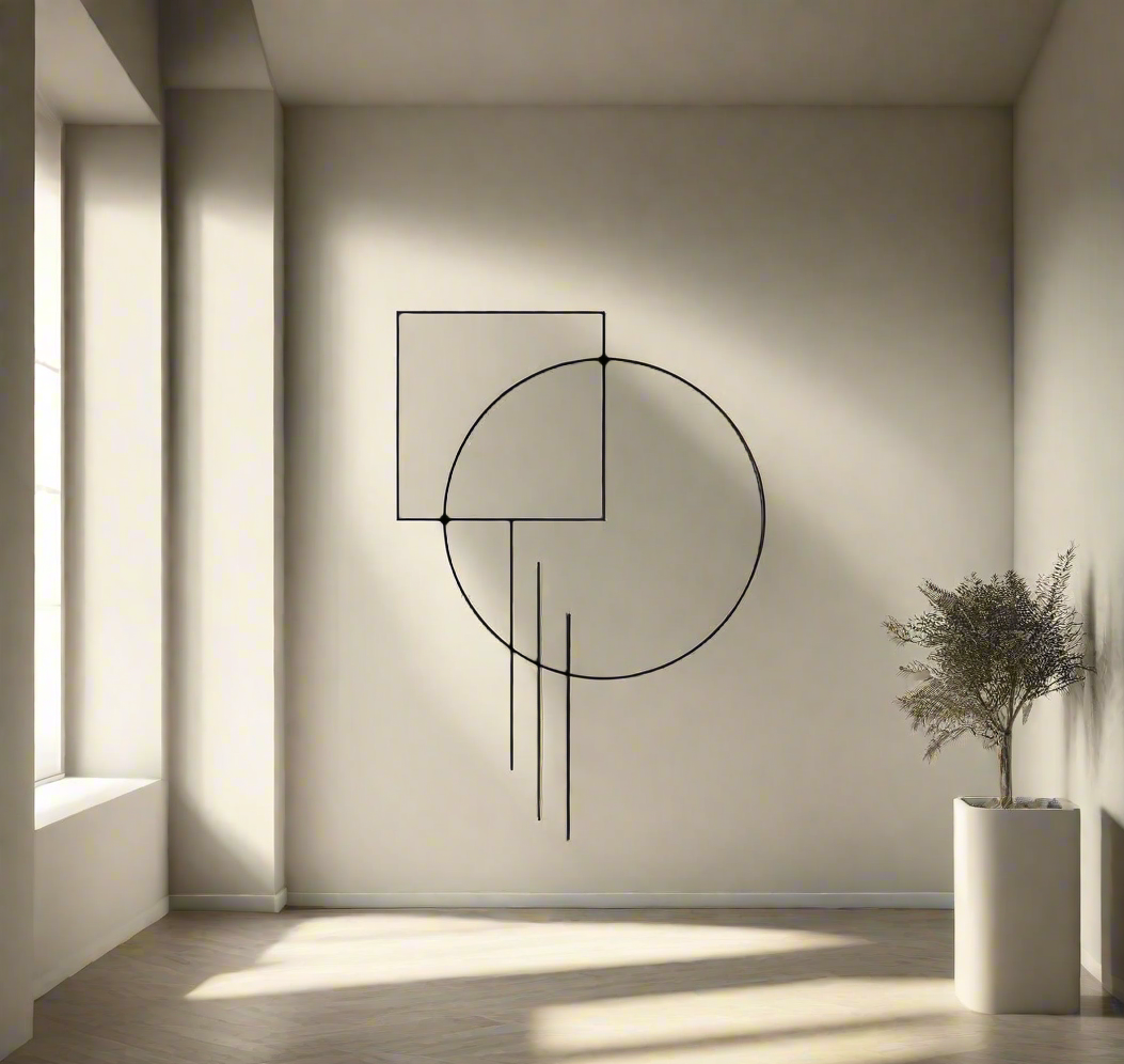 Modern Geometric Metal Wall Art - Minimalist Circle and Square Design for Contemporary Interiors |  Metal Wall Art Geometrical Shapes Design