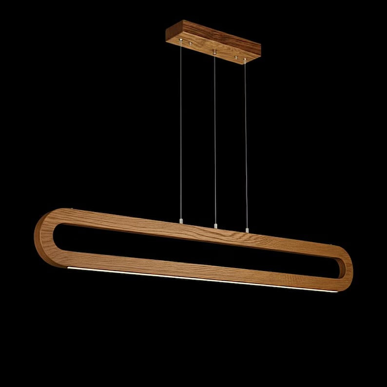 Minimalist wooden LED hanging ceiling light for modern kitchen