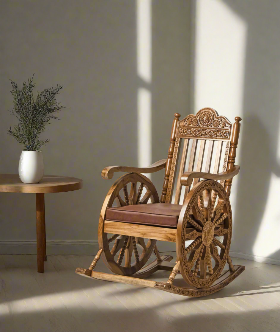Expensive Rocking Chair Handcrafted Luxury Wooden Rocking Chair with Intricate Carvings & Prem ...