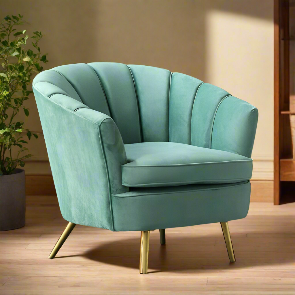 Light Blue Upholstered Single Seater Luxury Sofa