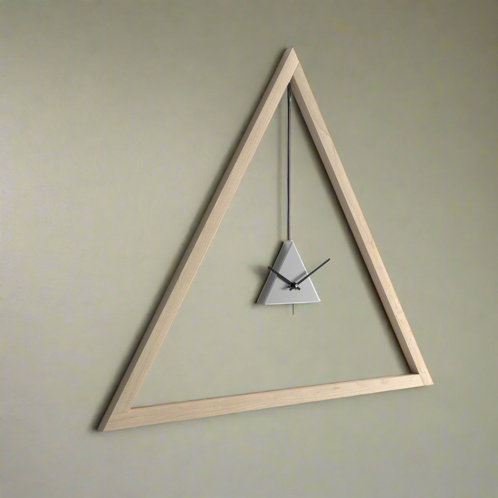 Minimalist Triangle Wooden Wall Clock Modern Wall Clock Combines Geome ...