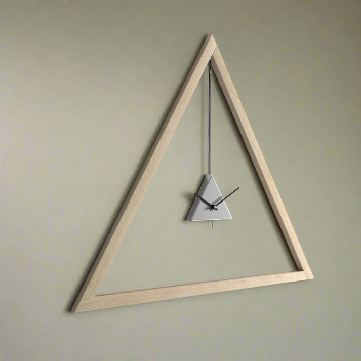 Minimalist Triangle Wooden Wall Clock Modern Wall Clock Combines Geome ...