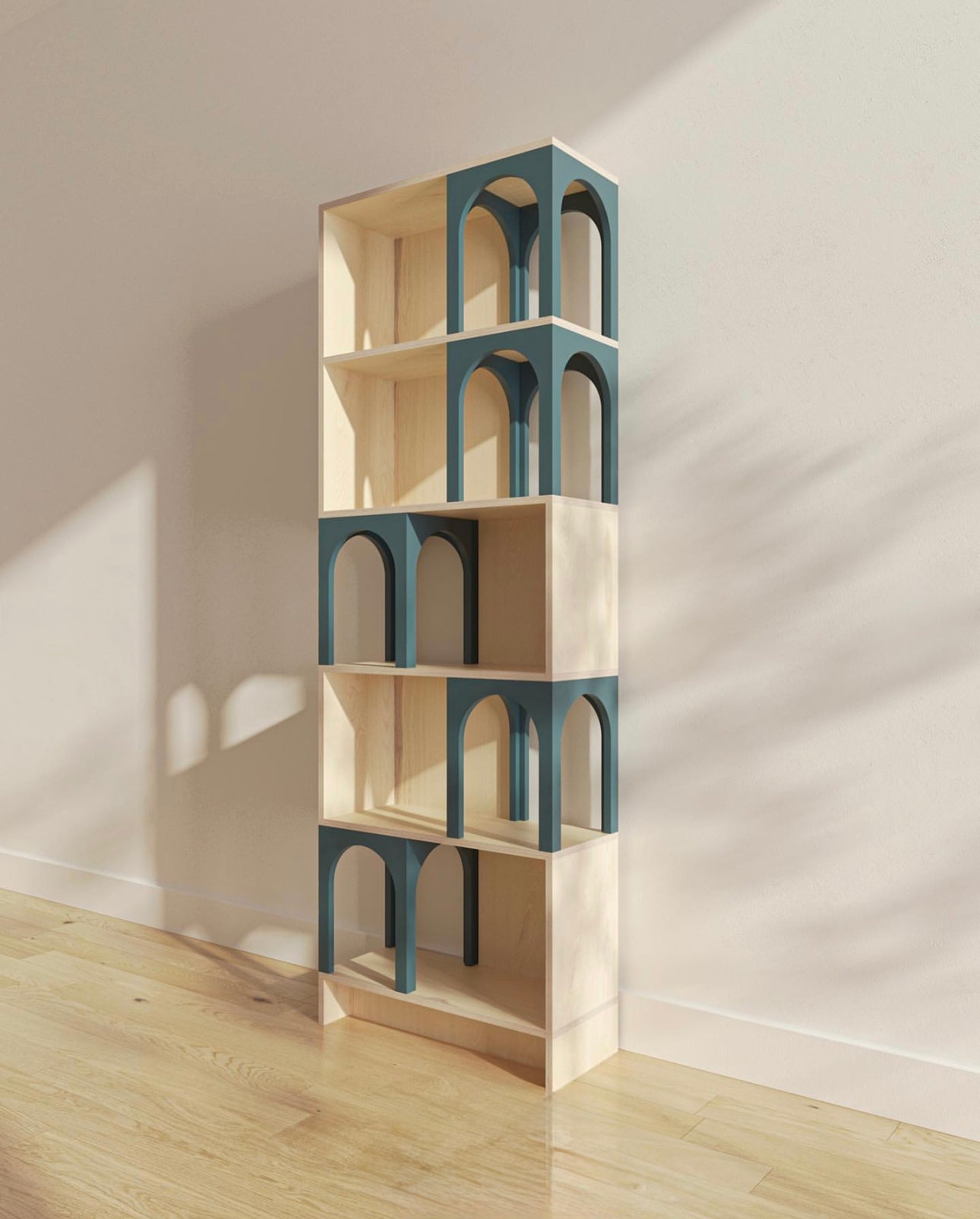 Freestanding wooden bookshelf with multiple shelves – minimalist furniture for modern interiors