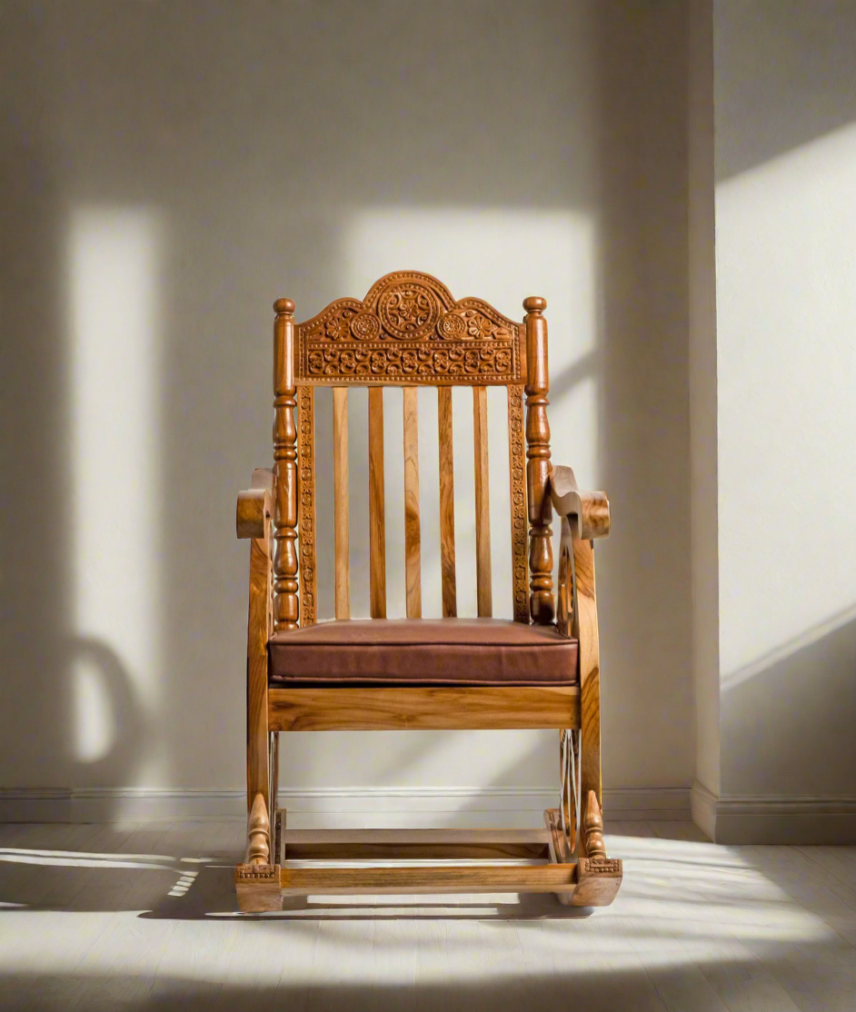 Expensive Rocking Chair Handcrafted Luxury Wooden Rocking Chair with Intricate Carvings & Prem ...