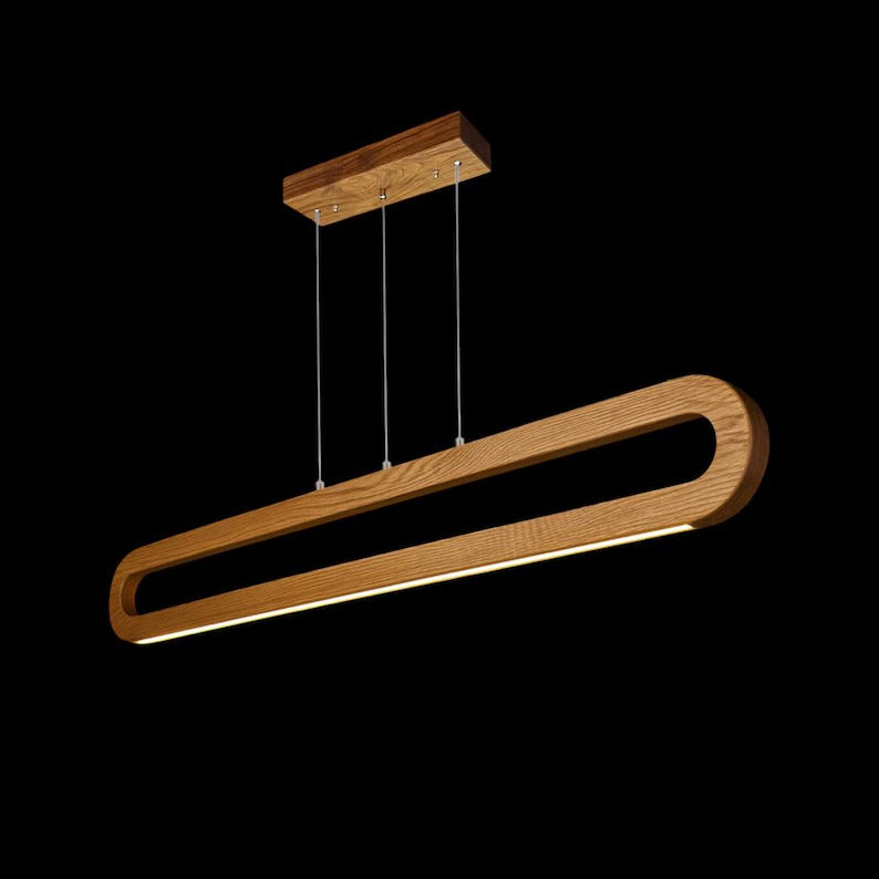 Luxury wooden pendant light with integrated LED lighting