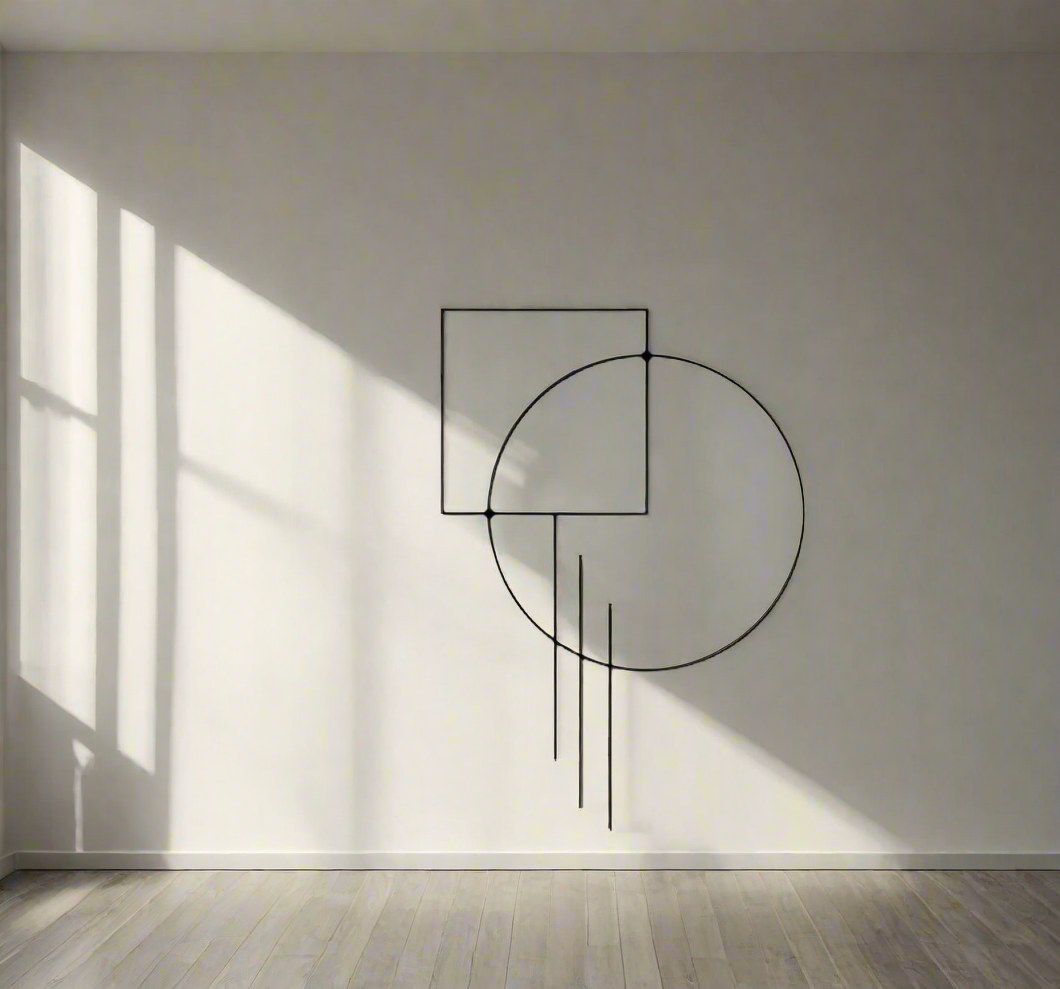 Modern Geometric Metal Wall Art - Minimalist Circle and Square Design for Contemporary Interiors |  Metal Wall Art Geometrical Shapes Design