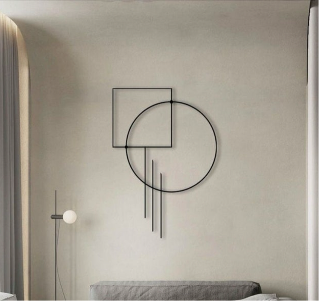 Modern Geometric Metal Wall Art - Minimalist Circle and Square Design for Contemporary Interiors |  Metal Wall Art Geometrical Shapes Design