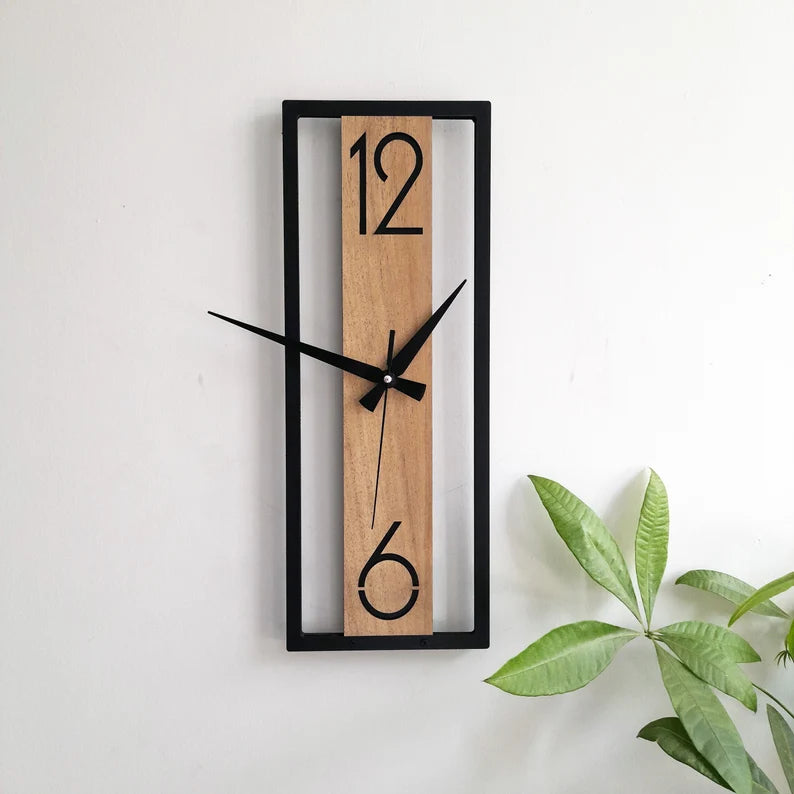 Clock Number Rectangular Rectangular Simplistic Numbers Designer Wall Clock (Black) – squaro™